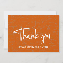 Tarjeta De Agradecimiento Elegant Orange Script Typography Math Graduation