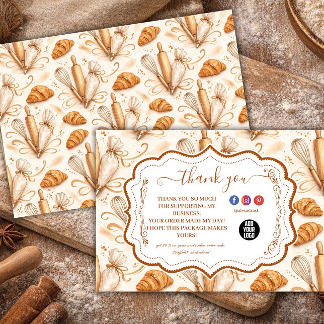 Tarjeta De Agradecimiento Elegant Pastel Bakery Branding (Subido por el creador)