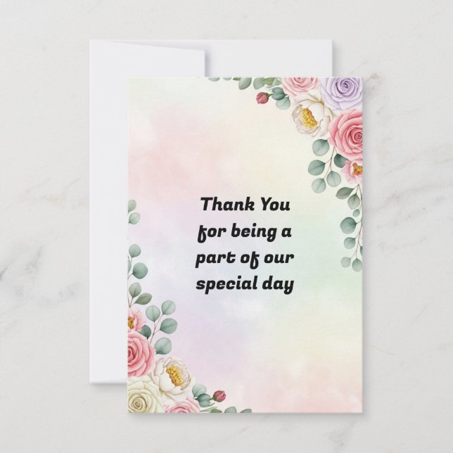 Tarjeta De Agradecimiento Elegant Pastel Floral Wedding Thank You Card (Anverso)