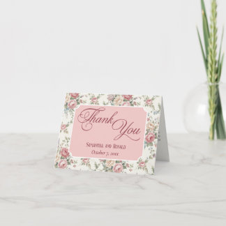 Tarjeta De Agradecimiento Elegant Pastel Roses Shabby Chic Wedding Thank You