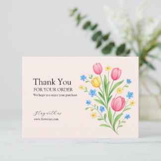 Tarjeta De Agradecimiento Elegant Pastel Tulip Bouquet Illustration