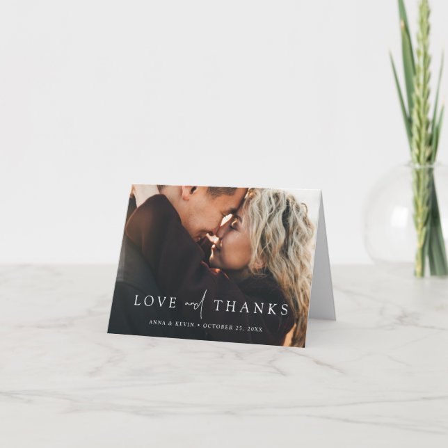 Tarjeta De Agradecimiento Elegant Personalized Photo Wedding Thank You Card (Anverso)