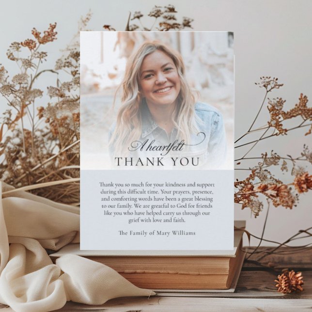 Tarjeta De Agradecimiento Elegant Photo Blue Christian Funeral Thank You (Subido por el creador)