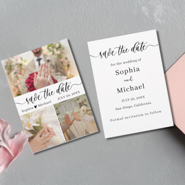 Tarjeta De Agradecimiento Elegant Photo Collage Save the Date Card (Subido por el creador)