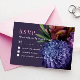 Tarjeta De Agradecimiento Elegant Photo Dahlia Minimalist Wedding RSVP Card