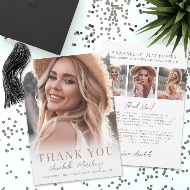 Tarjeta De Agradecimiento Elegant Photo Graduation (Elegant Photo Graduation Thank You Card )