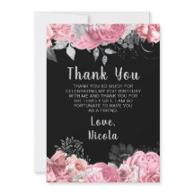 Elegant Pink and Silver Flowers Birthday Party