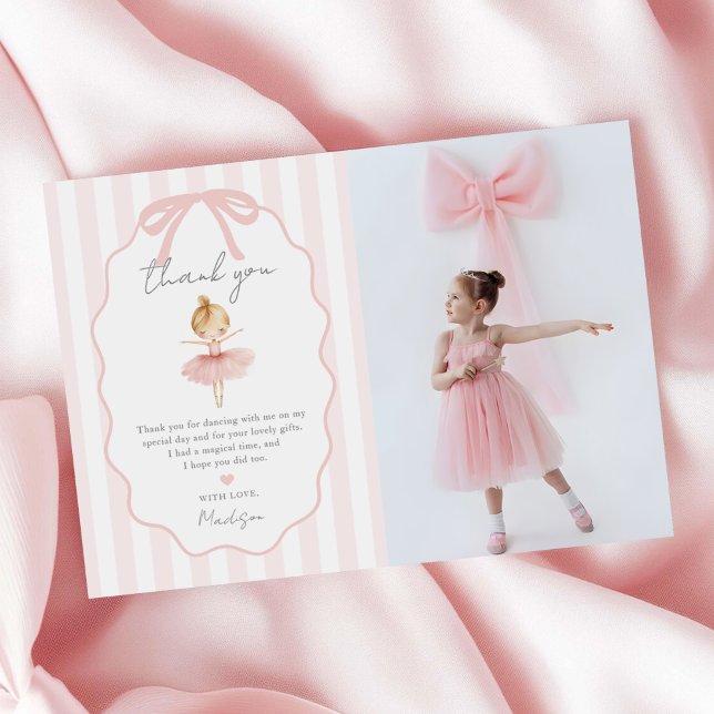 Tarjeta De Agradecimiento Elegant Pink Ballerina Ballet Birthday Photo (Subido por el creador)