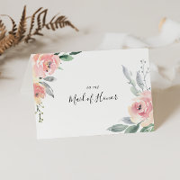 Elegant Pink Blush Floral Bridal Party Thank You