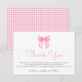 Tarjeta De Agradecimiento Elegant Pink Bow Baby Shower