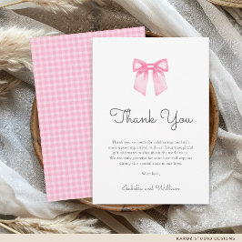 Tarjeta De Agradecimiento Elegant Pink Bow Girl Baby Shower