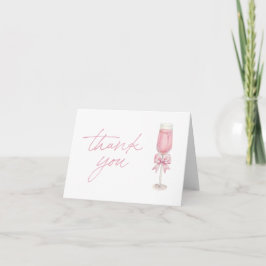 Tarjeta De Agradecimiento Elegant Pink Champagne Bow Shower Thank You Card
