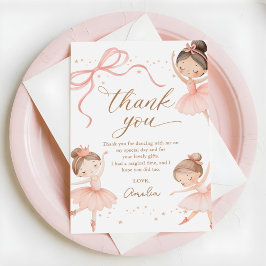 Tarjeta De Agradecimiento Elegant Pink Coquette Ballerina Girl Birthday