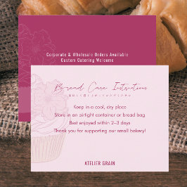 Tarjeta De Agradecimiento Elegant Pink Cupcake Bread Care Instructions