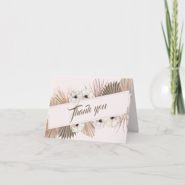 Tarjeta De Agradecimiento Elegant Pink Gold Floral Photo Wedding (Anverso)