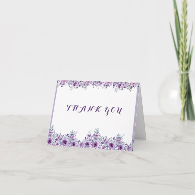Tarjeta De Agradecimiento Elegant purple flower (Anverso)