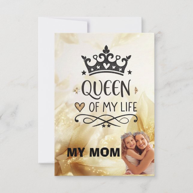 Tarjeta De Agradecimiento Elegant Queen of my Life-my mom  (Anverso)