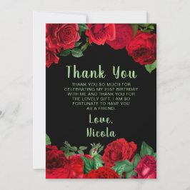 Tarjeta De Agradecimiento Elegant Red Roses Flowers Birthday Party