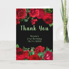 Tarjeta De Agradecimiento Elegant Red Roses Flowers Birthday Party