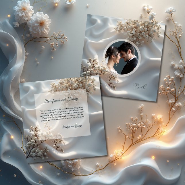 Tarjeta De Agradecimiento Elegant romantic babys breath floral wedding photo (Subido por el creador)