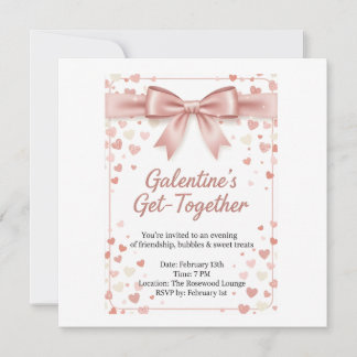 Tarjeta De Agradecimiento Elegant Rose Gold Galentine's Day Invitation Templ