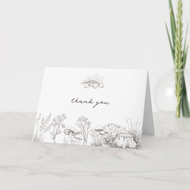 Tarjeta De Agradecimiento Elegant Rustic Wedding Woodland Forest Botanical (Anverso)