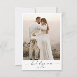 Tarjeta De Agradecimiento  Elegant Sage Green Bow Monogram Photo Wedding