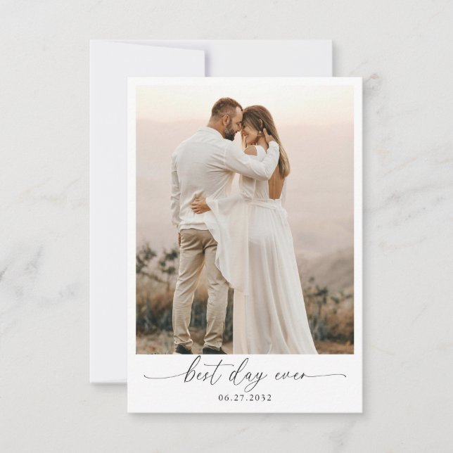 Tarjeta De Agradecimiento  Elegant Sage Green Bow Monogram Photo Wedding (Anverso)