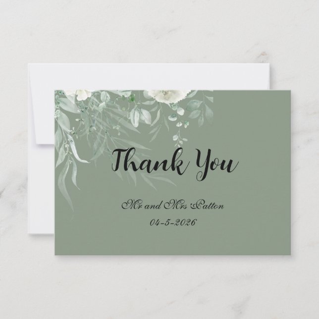 Tarjeta De Agradecimiento Elegant Sage Green Thank You Card (Anverso)