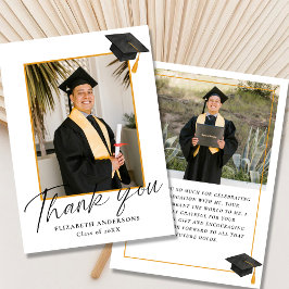 Tarjeta De Agradecimiento Elegant Script 2 Photo Graduation Thank you Card