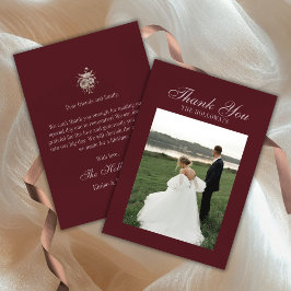 Tarjeta De Agradecimiento Elegant Script Burgundy Red Flat Thank You Card