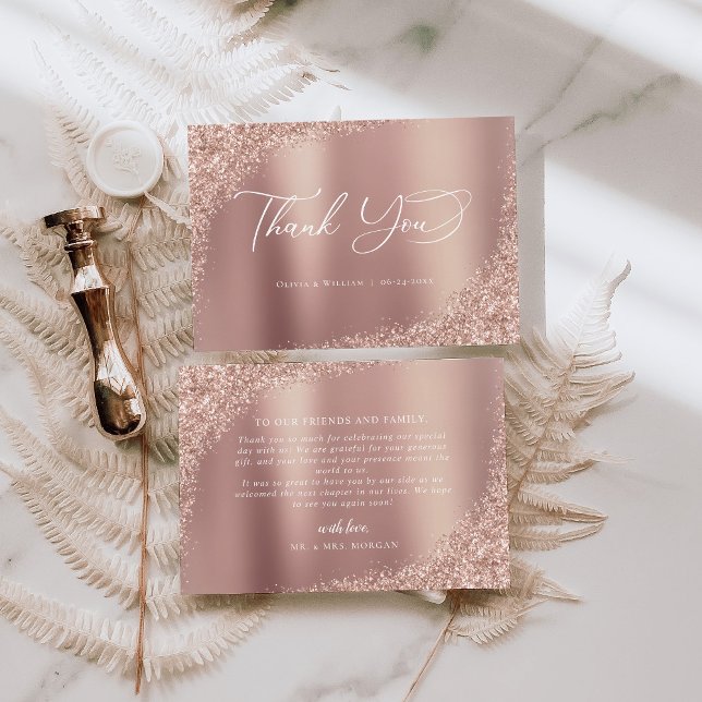 Tarjeta De Agradecimiento Elegant Script Rose Gold Wedding Thank You (Subido por el creador)