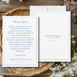 Tarjeta De Agradecimiento Elegant Script Simple Funeral Flat Thank You Card
