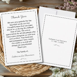 Tarjeta De Agradecimiento Elegant Script Simple Funeral Flat Thank You Card