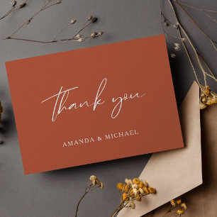 Tarjeta De Agradecimiento Elegant Script Terracotta Wedding Thank You Card