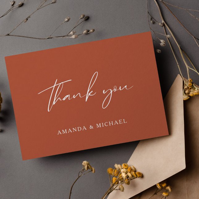 Tarjeta De Agradecimiento Elegant Script Terracotta Wedding Thank You Card (Subido por el creador)