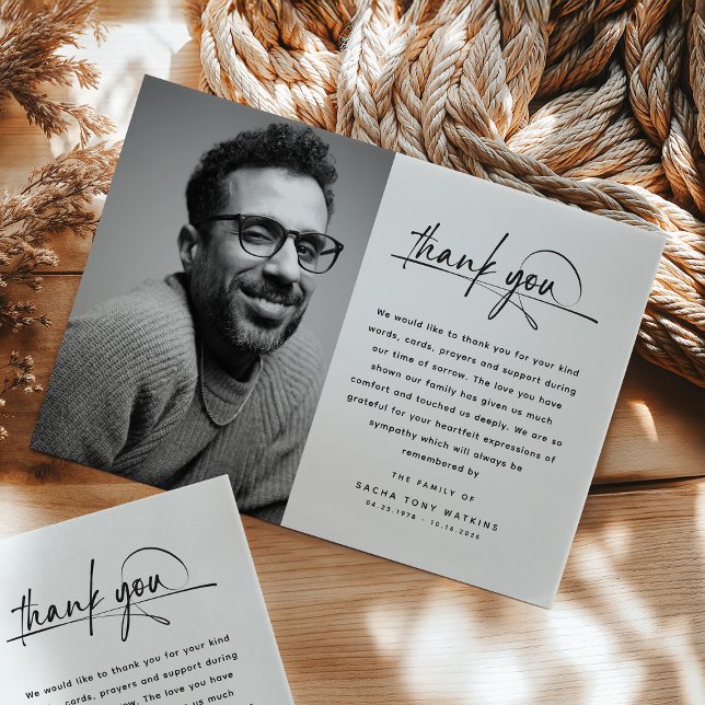 Tarjeta De Agradecimiento Elegant Script Typography Custom Photo & Message (Subido por el creador)