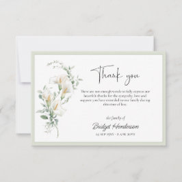 Tarjeta De Agradecimiento Elegant Simple Calla Lily Eucalyptus Sympathy