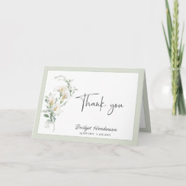 Tarjeta De Agradecimiento Elegant Simple Calla Lily Eucalyptus Sympathy