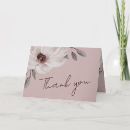 Tarjeta De Agradecimiento Elegant Solid Pink Watercolor Floral Wedding Photo