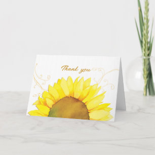 Tarjeta De Agradecimiento Elegant Sunflower Swirls Wedding Thank You Card