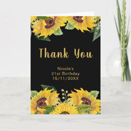 Tarjeta De Agradecimiento Elegant Sunflowers and Foliage Birthday Party
