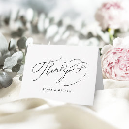 Tarjeta De Agradecimiento Elegant Swirl Script Simple Wedding