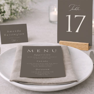 Tarjeta De Agradecimiento Elegant Taupe Wedding Table Number 