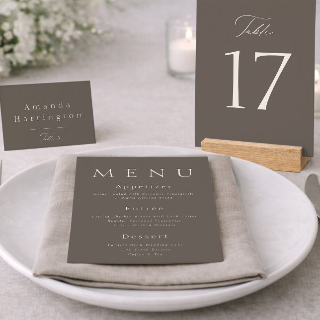 Tarjeta De Agradecimiento Elegant Taupe Wedding Table Number  (Subido por el creador)