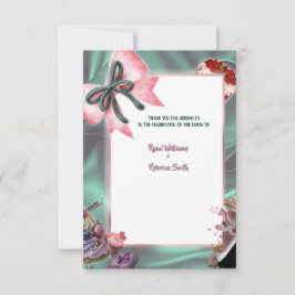Tarjeta De Agradecimiento Elegant Teal & Blush Floral Wedding Thank You Card
