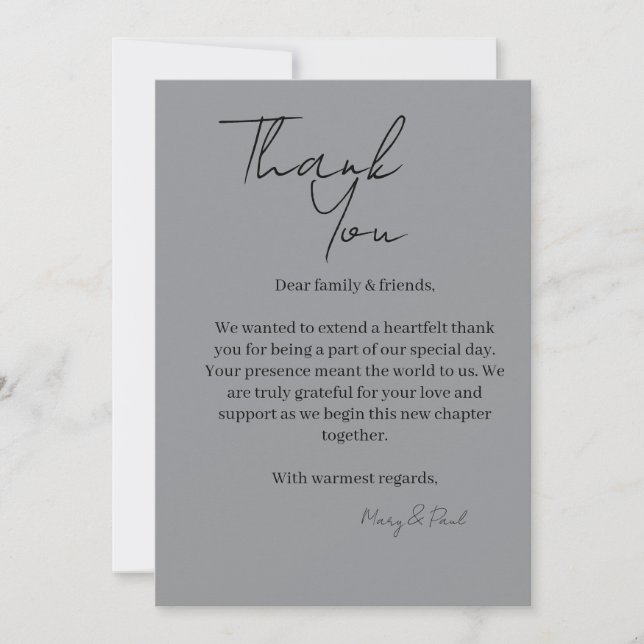 Tarjeta De Agradecimiento Elegant Thank You Card (Anverso)