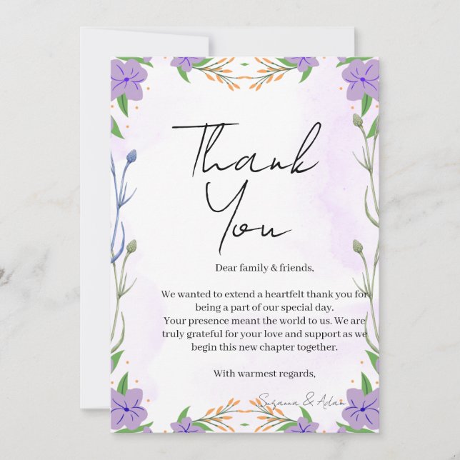 Tarjeta De Agradecimiento elegant thank you card (Anverso)