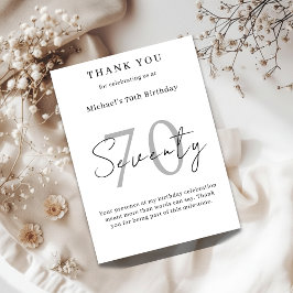 Tarjeta De Agradecimiento Elegant Thank You Card for 70th Birthday Celebrati