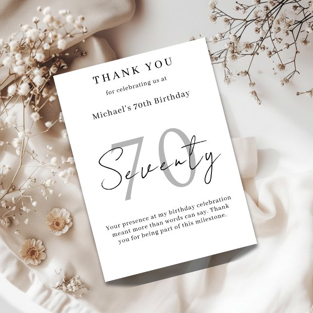 Tarjeta De Agradecimiento Elegant Thank You Card for 70th Birthday Celebrati (Subido por el creador)